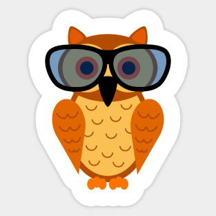 Funny and Cute Nerdy Owl with Nerd Glasses Sticker